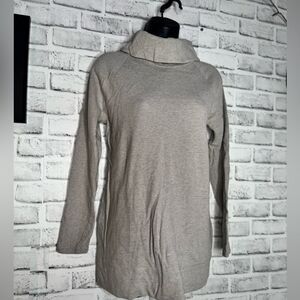 Pure Jill Soft Touch Small Cotton Cowl Neck Tunic Long Sleeve Gray Pockets Sz XS